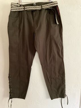 Boundless North Olive Green Lace Up Ankle Utility Pants with Belt 31